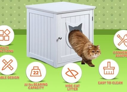 Cat House Side Table, Nightstand Pet House, Litter Box Enclosure