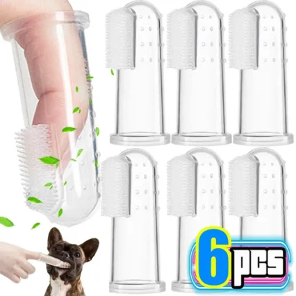 Silicone Soft Pet Finger Cuff Toothbrushes Dog Brush Bad Breath Tartar
