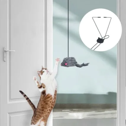 Hanging Door Mouse Teasing Cat Stick Elastic Clip Door Swing Hanging