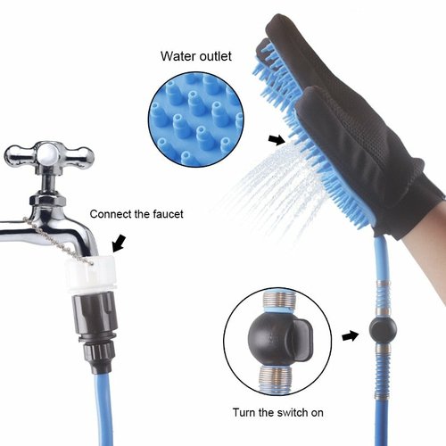 Pet Bathing Tool with Sprayer and Massage Brush – Handheld Dog & Cat Bath Brush with Hose and Faucet Adapters - Image 3