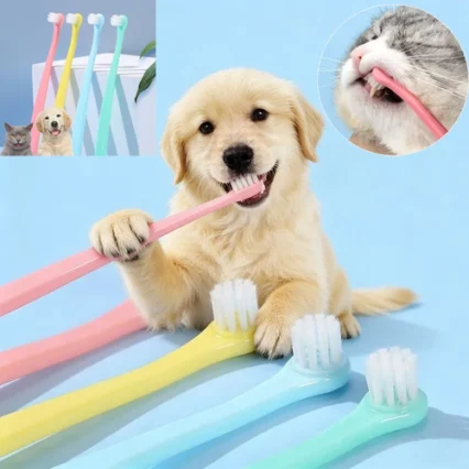 Pet Toothbrush Micro Head Dog Cat Teeth Cleaning Brush Tool – Soft Bristle Dental Care Brush for Dogs & Cats