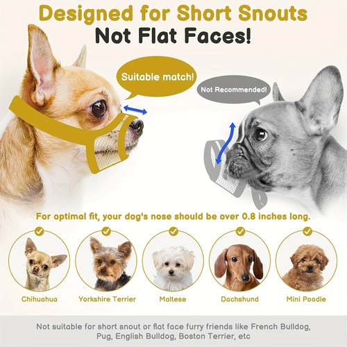 Mesh Muzzle for Short Snout Dogs – Breathable Anti-Biting Muzzle for Small Dogs - Image 3