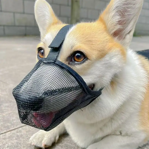 Dog Muzzle Mesh Large Dog Breathable Grid – Breathable Anti-Barking & Anti-Eating Mesh Muzzle for Large Dogs - Image 5