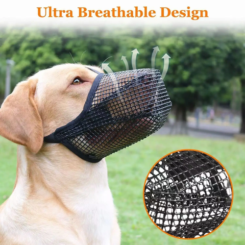 Dog Muzzle Mesh Large Dog Breathable Grid – Breathable Anti-Barking & Anti-Eating Mesh Muzzle for Large Dogs - Image 4