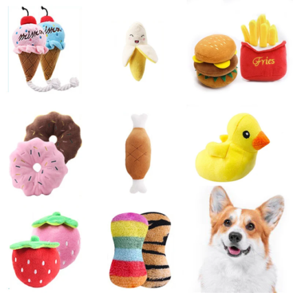 7-Piece Squeaky Plush Dog Toy Set