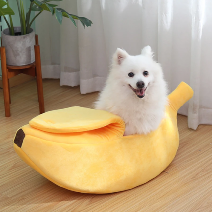 Banana Plush Pet Bed House – Cozy Portable Pet Cave for Cats & Small Dogs