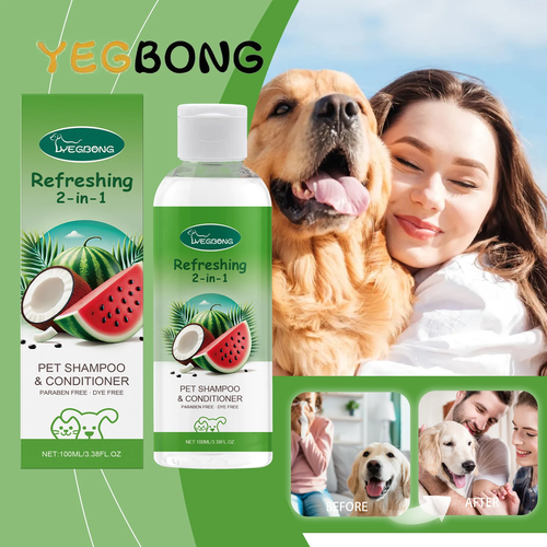 Hypoallergenic 2-in-1 Pet Shampoo & Conditioner | Tear-Free Formula for Dogs & Cats (100ml)