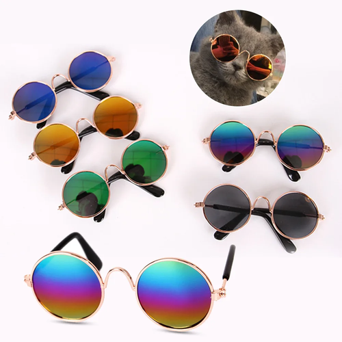 Vintage Round Pet Glasses | Stylish Photo Prop for Dogs & Cats - Image 2