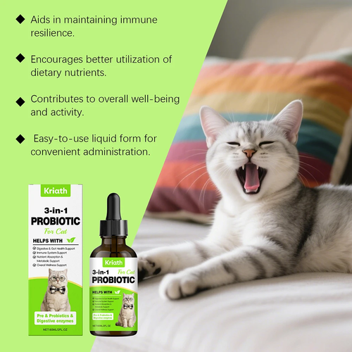 3-in-1 Cat Probiotic Drops | Digestive & Immune Support for Cats - Image 2