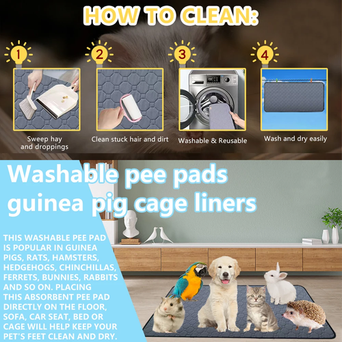 Washable Guinea Pig Cage Liner Reusable Waterproof Pee Pad for Small Pets - Image 3