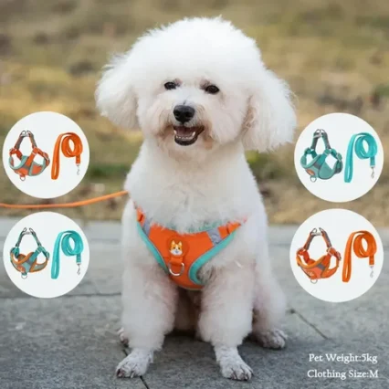 Reflective Suede Pet Harness Vest with Leash for Small Dogs and Cats