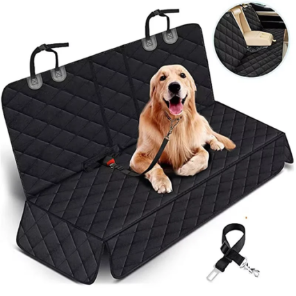 Waterproof Dog Car Seat Cover for Back Seat, Quilted Rear Seat Protector for Dogs & Cats, Black