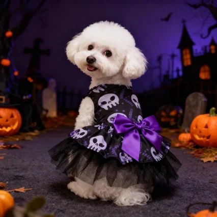 Halloween Pet Dress for Dogs & Cats, Puff Skirt & Bow